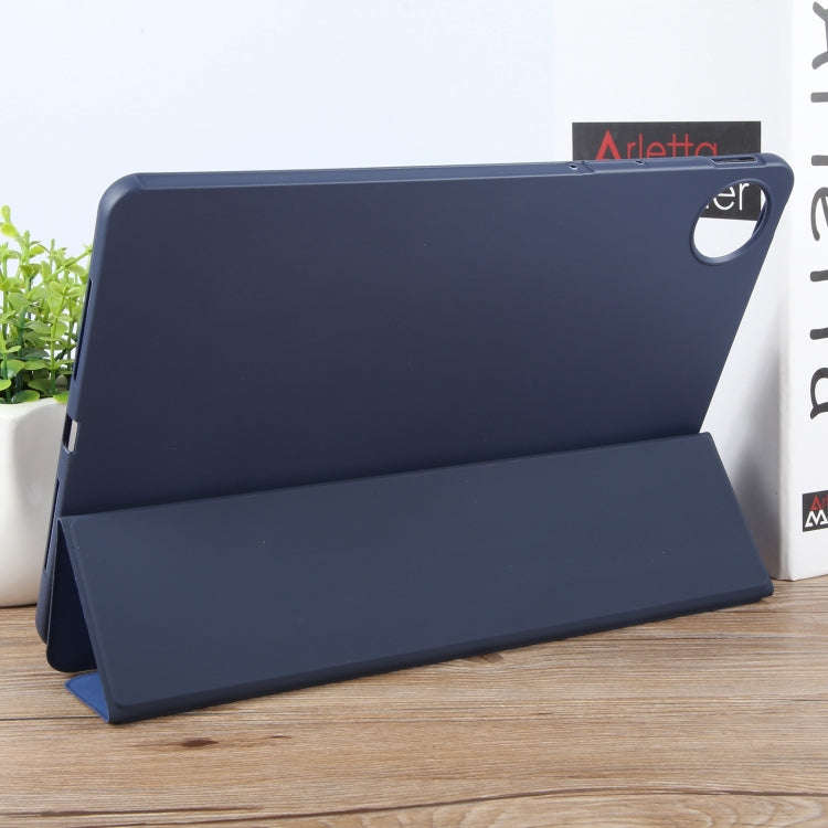 For Huawei MatePad Pro 12.2 Tri-fold Silicone Leather Tablet Case(Dark Blue)