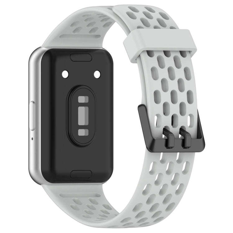For Samsung Galaxy Fit 3 Hole Style Dual Buckle Silicone Watch Band(Light Grey)