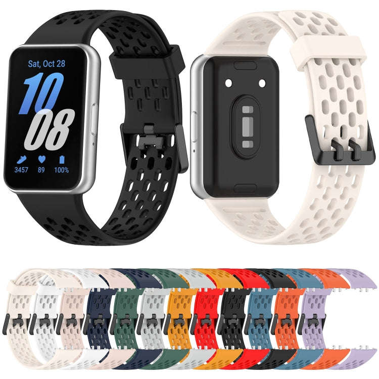 For Samsung Galaxy Fit 3 Hole Style Dual Buckle Silicone Watch Band(Blue)