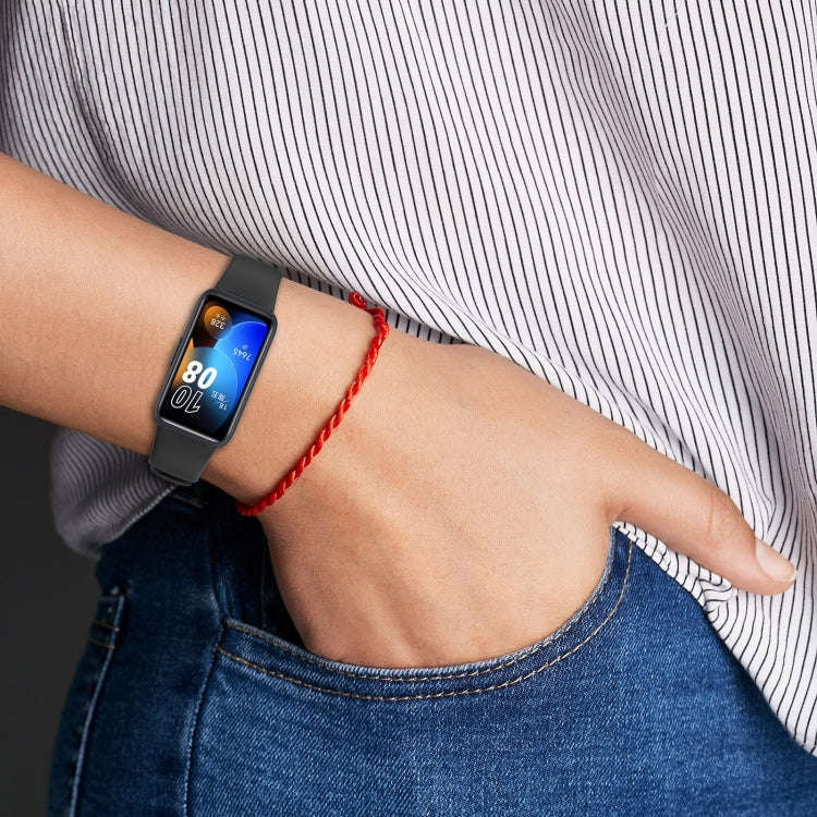 For Huawei Band 10 / 9 / 8 Solid Color Colorful Buckle Silicone Watch Band(Light Pink)