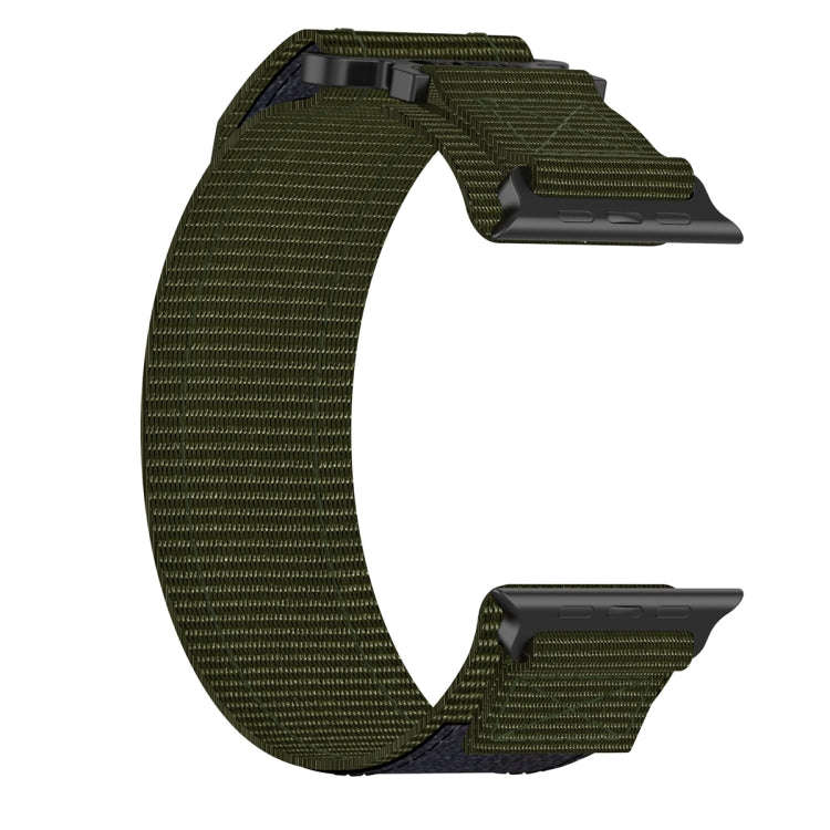 For Apple Watch Series 7 45mm Nylon Hook And Loop Fastener Watch Band(Army Green)
