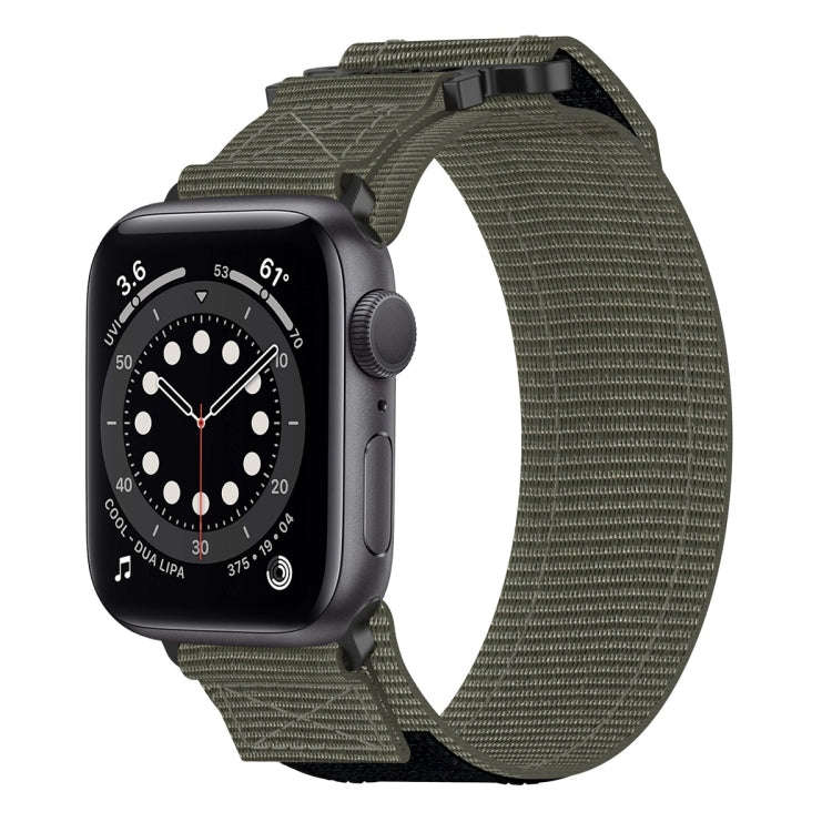 For Apple Watch Series 6 44mm Nylon Hook And Loop Fastener Watch Band(Grey)