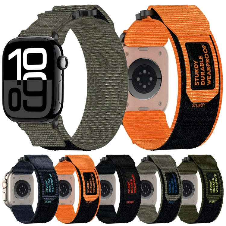 For Apple Watch Series 7 45mm Nylon Hook And Loop Fastener Watch Band(Army Green)