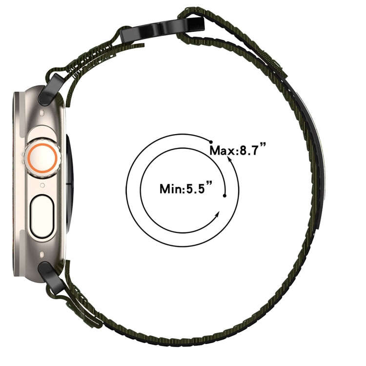 For Apple Watch Series 7 45mm Nylon Hook And Loop Fastener Watch Band(Army Green)