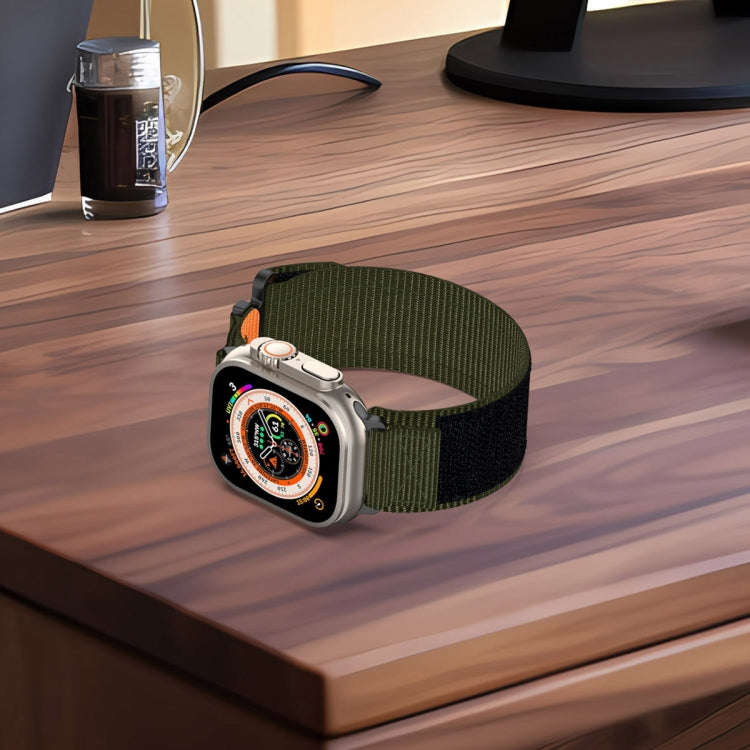For Apple Watch Series 6 40mm Nylon Hook And Loop Fastener Watch Band(Army Green)
