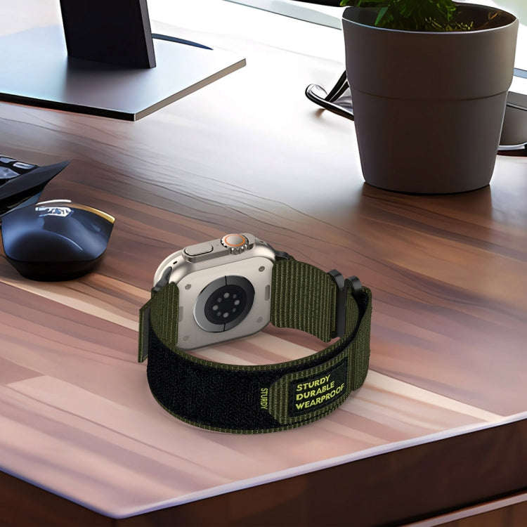 For Apple Watch Series 9 41mm Nylon Hook And Loop Fastener Watch Band(Black)