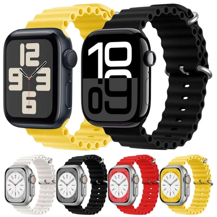 For Apple Watch 42mm ZGA Ocean Silicone Watch Band(Yellow)
