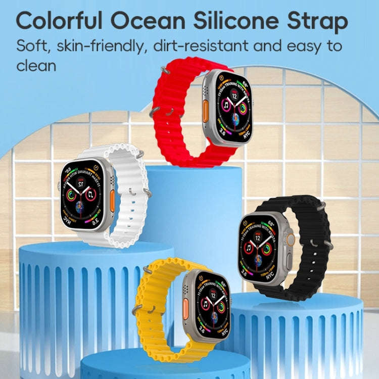 For Apple Watch 42mm ZGA Ocean Silicone Watch Band(Yellow)