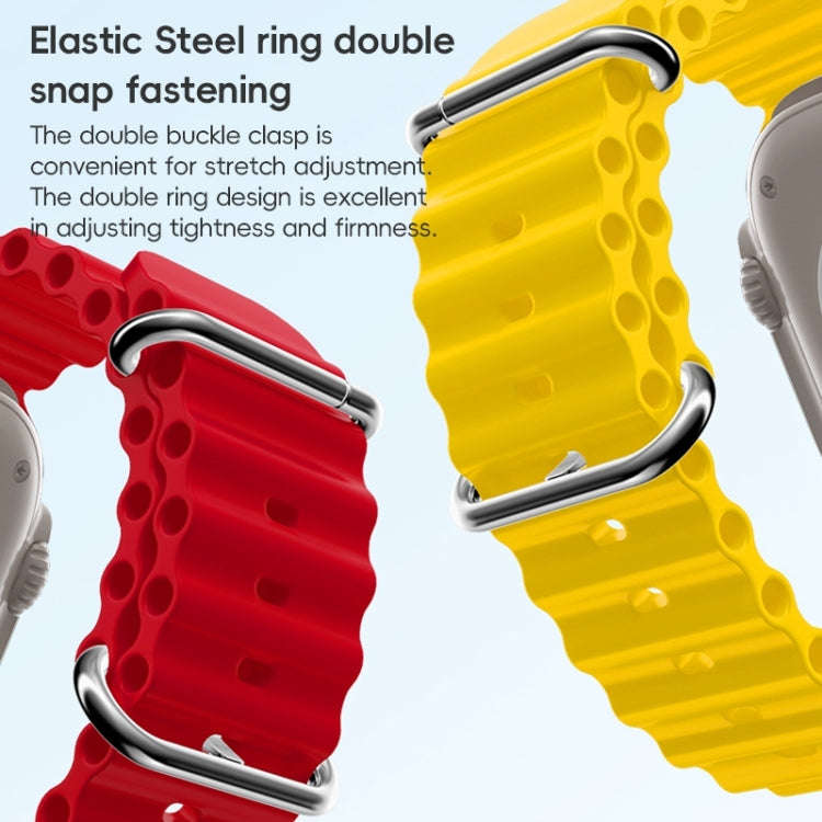 For Apple Watch 42mm ZGA Ocean Silicone Watch Band(Yellow)