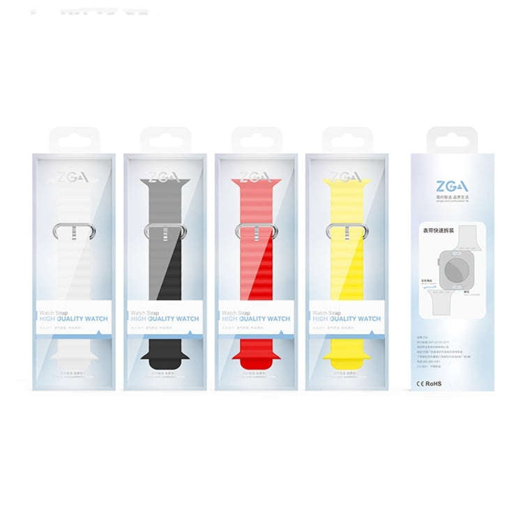 For Apple Watch 42mm ZGA Ocean Silicone Watch Band(Yellow)