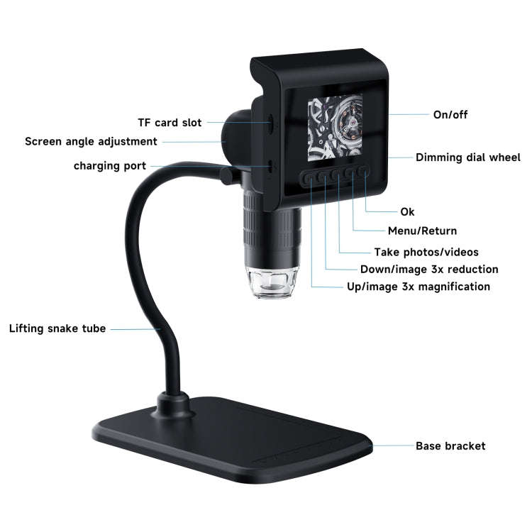 P190 1000X Desktop HD Digital Microscope with 2.4 inch Screen
