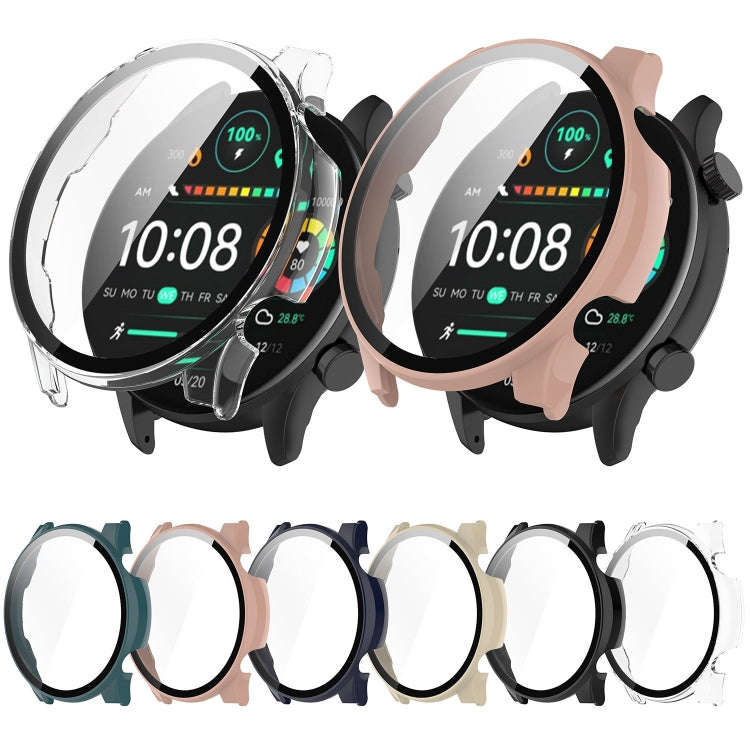 For Xiaomi Haylou RT3 / Solar Plus LS16 PC + Tempered Film Integrated Watch Protective Case(Ivory...