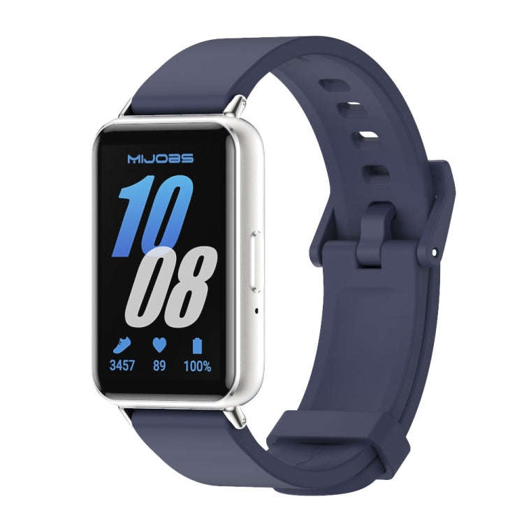 For Samsung Galaxy Fit 3 Mijobs Silicone Watch Band(Midnight Blue+Silver)