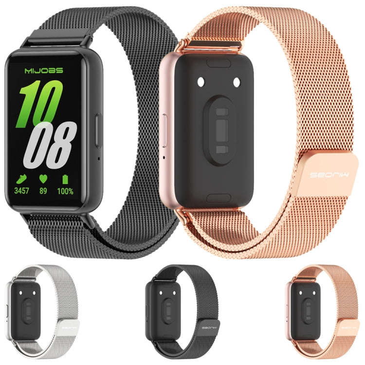 For Samsung Galaxy Fit 3 Mijobs Milan Magnetic Metal Watch Band(Rose Gold)