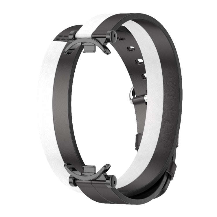 For Xiaomi Smart Band 10 / 9 / 8 Mijobs GT4 Dual-Loop Leather Watch Band(Black+White+Black)