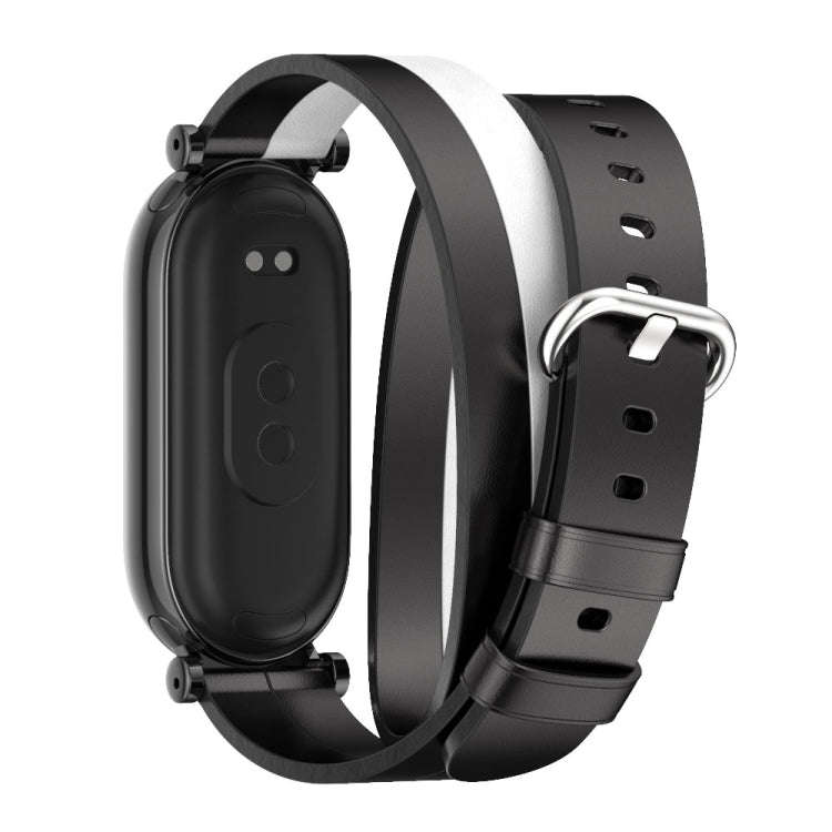 For Xiaomi Smart Band 10 / 9 / 8 Mijobs GT4 Dual-Loop Leather Watch Band(Black+White+Black)