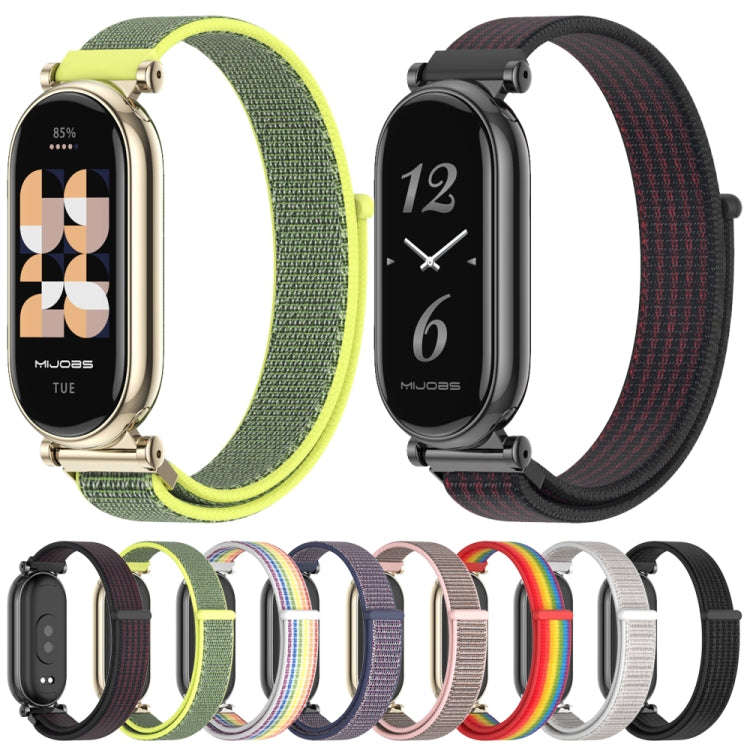 For Xiaomi Smart Band 10 / 9 / 8 Mijobs GT4 Breathable Nylon Loop Watch Band(Rainbow Light Gold)