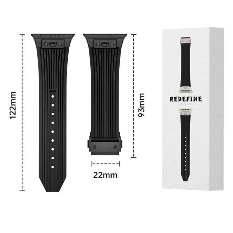 For Apple Watch Series 6 44mm Vertical Texture Black Buckle Elastic Silicone Watch Band(Orange)
