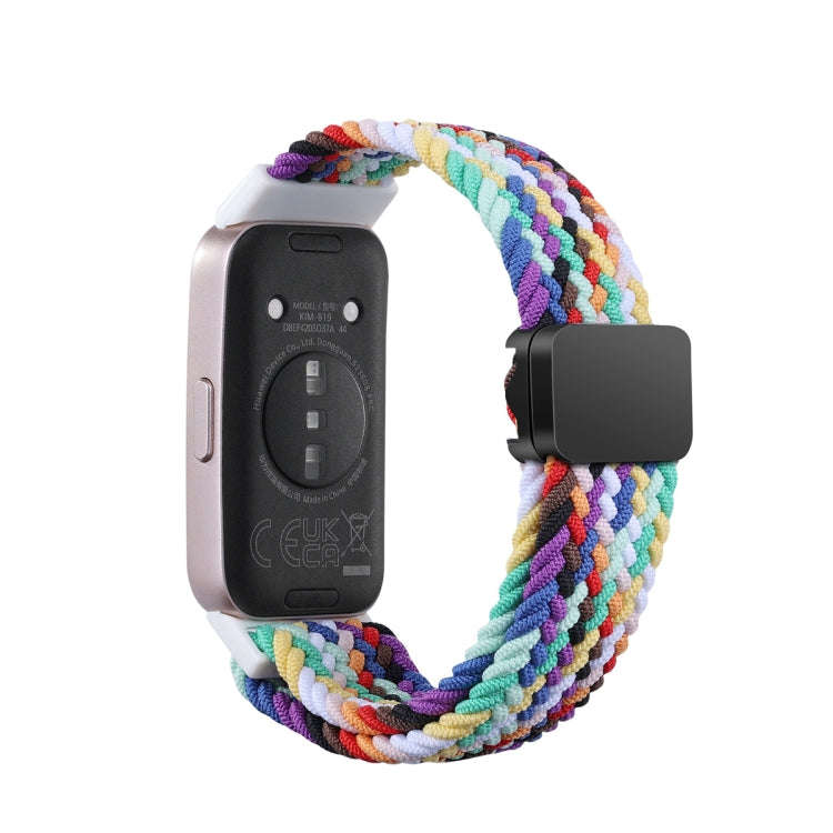For Huawei Band 10 / 9 / 8 xDfind Magnetic Buckle Nylon Braid Watch Band(Rainbow)
