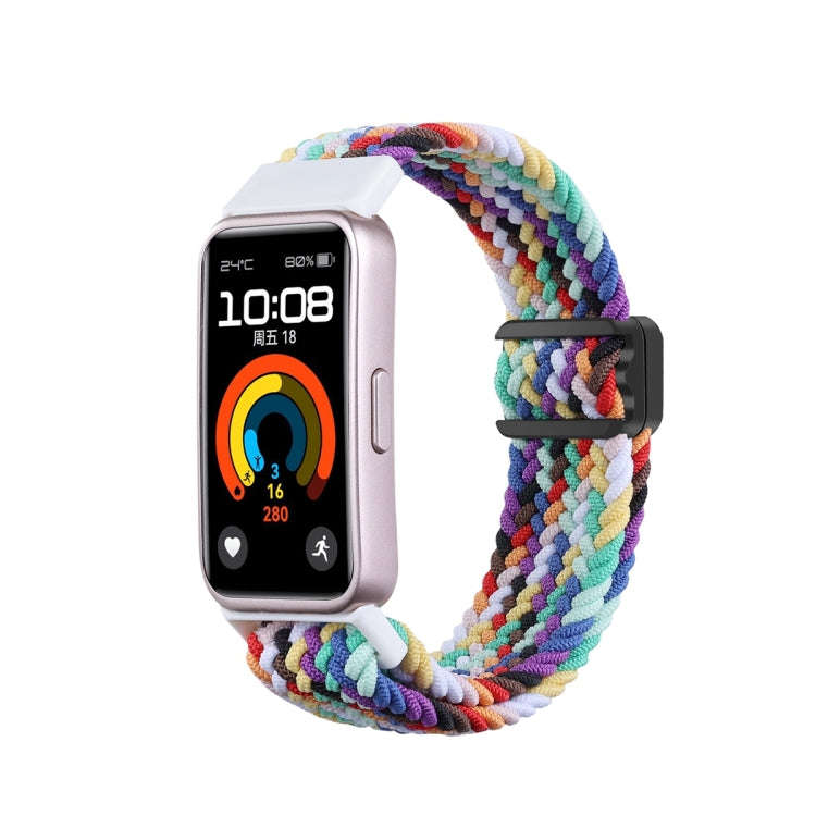 For Huawei Band 10 / 9 / 8 xDfind Magnetic Buckle Nylon Braid Watch Band(Rainbow)