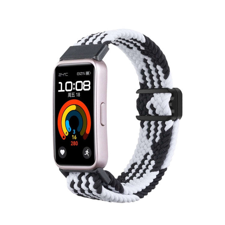 For Huawei Band 10 / 9 / 8 xDfind Magnetic Buckle Nylon Braid Watch Band(Black White)