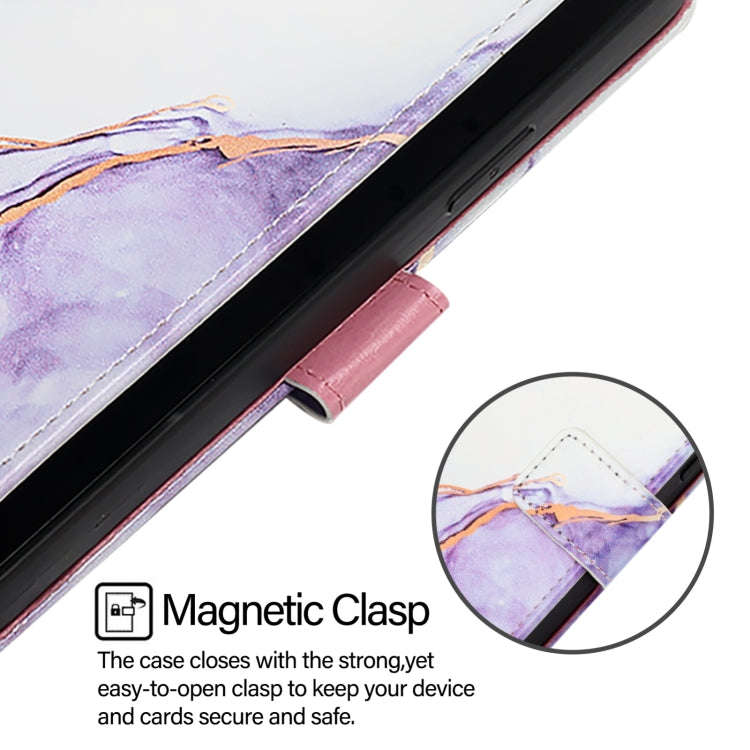 For OnePlus 9 Pro PT003 Marble Pattern Flip Leather Phone Case(White Purple)