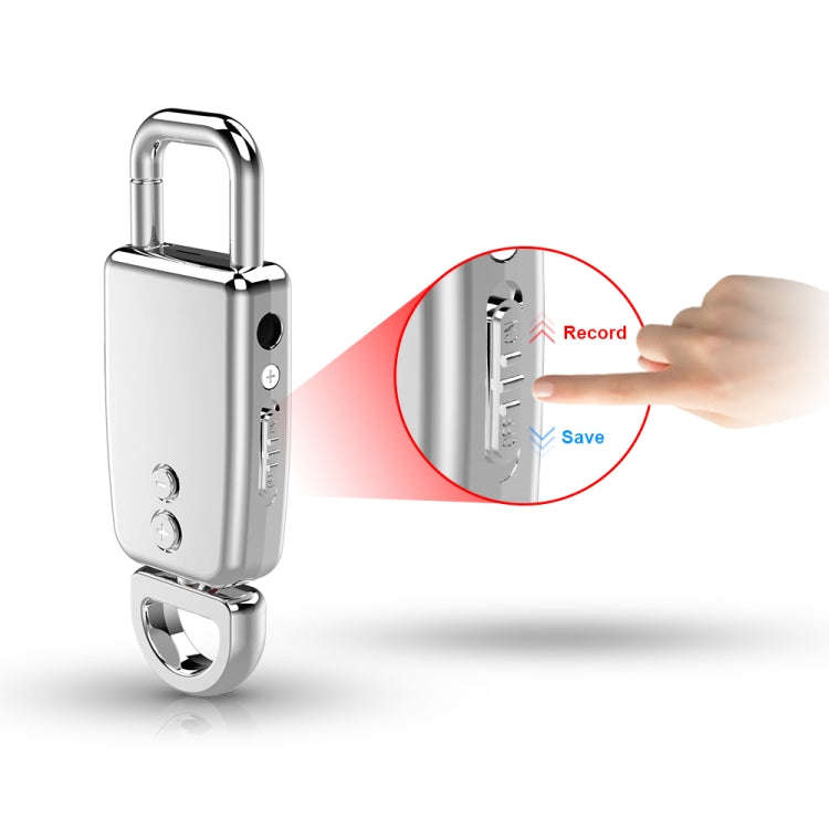 JNN S20 Zinc Alloy Keychain Voice Recorder, Memory:16GB(Silver)