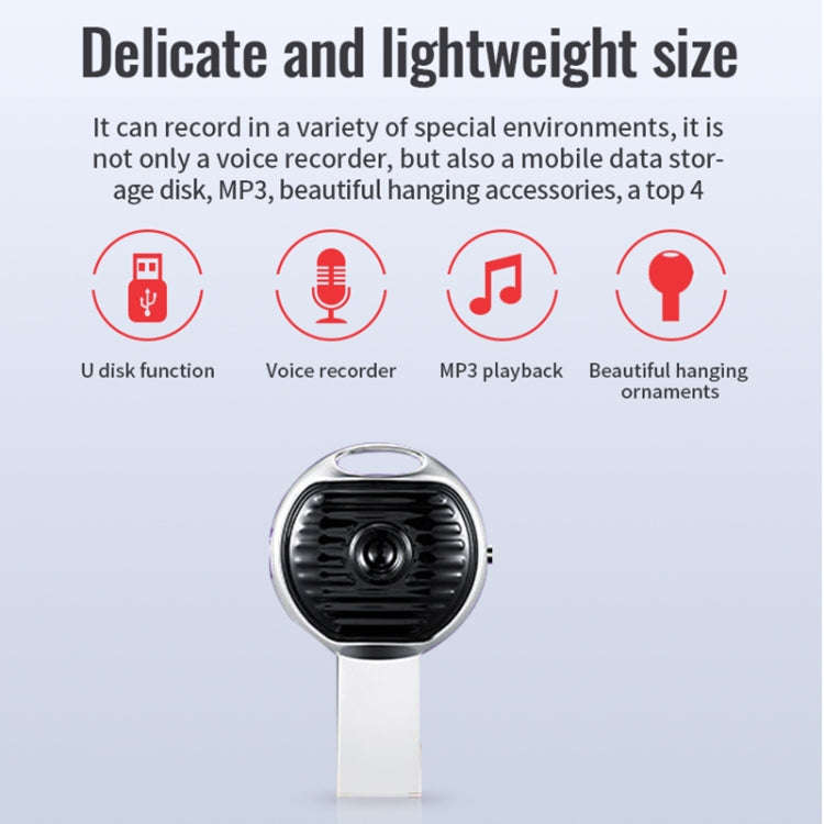 JNN S13 Zinc Alloy U-disk Voice Recorder, Memory:8GB(Silver)