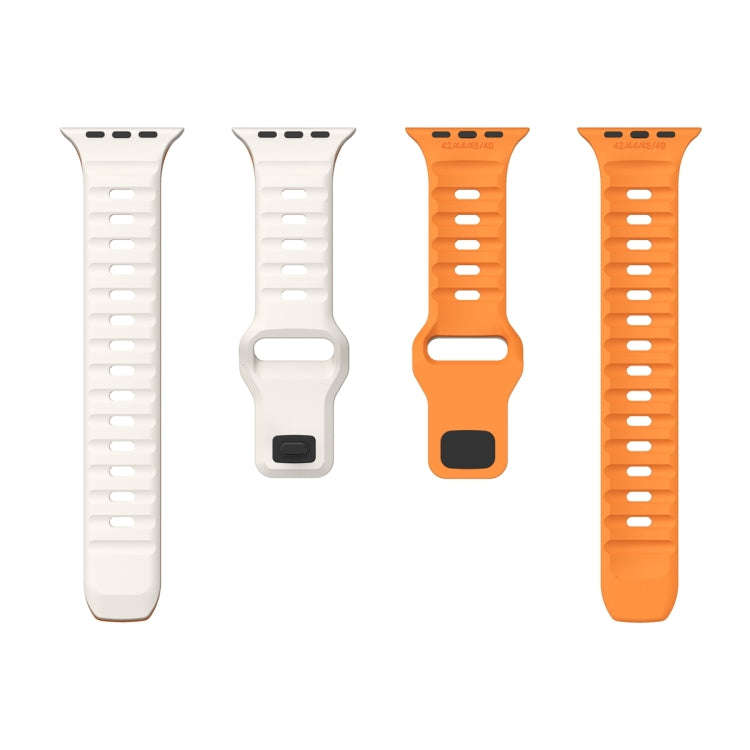 For Apple Watch Series 7 41mm Wave Texture Reverse Buckle Silicone Watch Band(Starlight Orange)