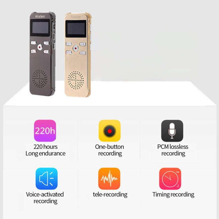 JNN X26 Mini Portable Voice Recorder with OLED Screen, Memory:8GB(Metal Gray)