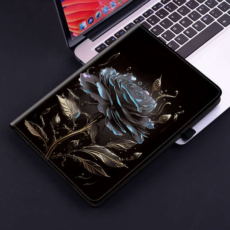 For Huawei MatePad SE 10.4 Crystal Texture Painted Leather Smart Tablet Case(Black Rose)