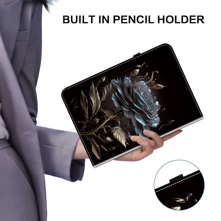For Huawei MatePad SE 10.4 Crystal Texture Painted Leather Smart Tablet Case(Black Rose)