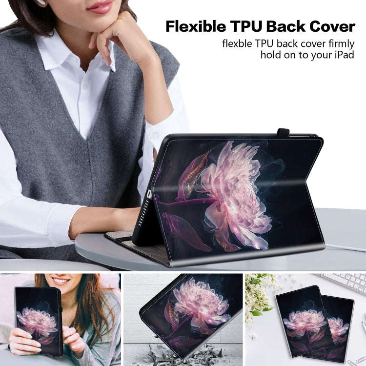 For Huawei MatePad SE 11 2024 Crystal Texture Painted Leather Smart Tablet Case(Purple Peony)