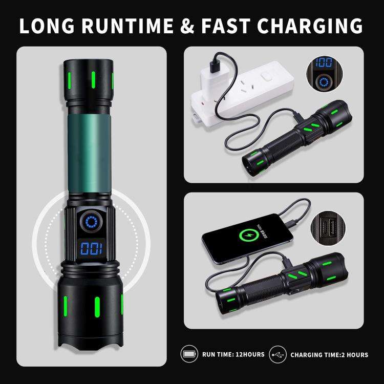 A800 20W Spotlight 2000LM USB Rechargeable LED Flashlight(Black)