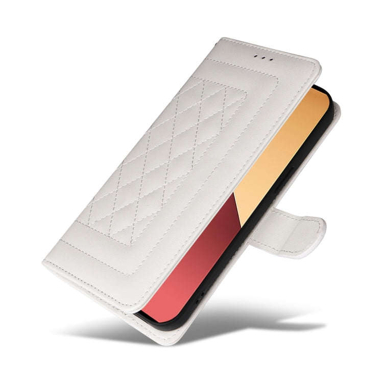 For Xiaomi Redmi Note 13 Pro 4G Diamond Lattice Leather Flip Phone Case(White)