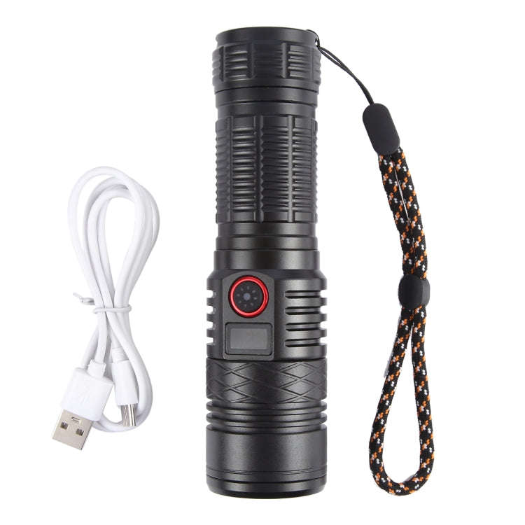 816 20W Spotlight 2000LM Telescopic Zoom LED Flashlight(Black)
