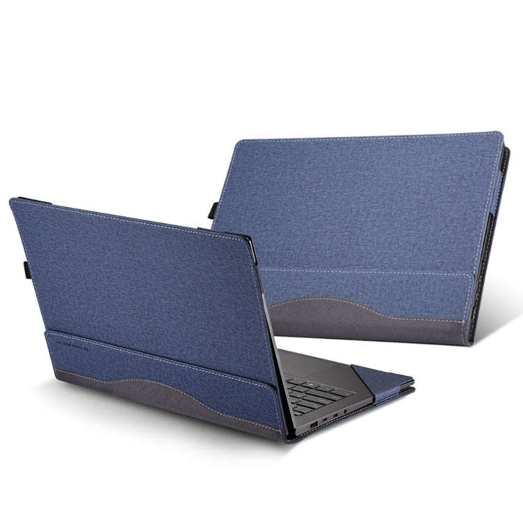 For HP Envy X360 13 inch 13-bf / 13t-bf Leather Laptop Shockproof Protective Case(Dark Blue)