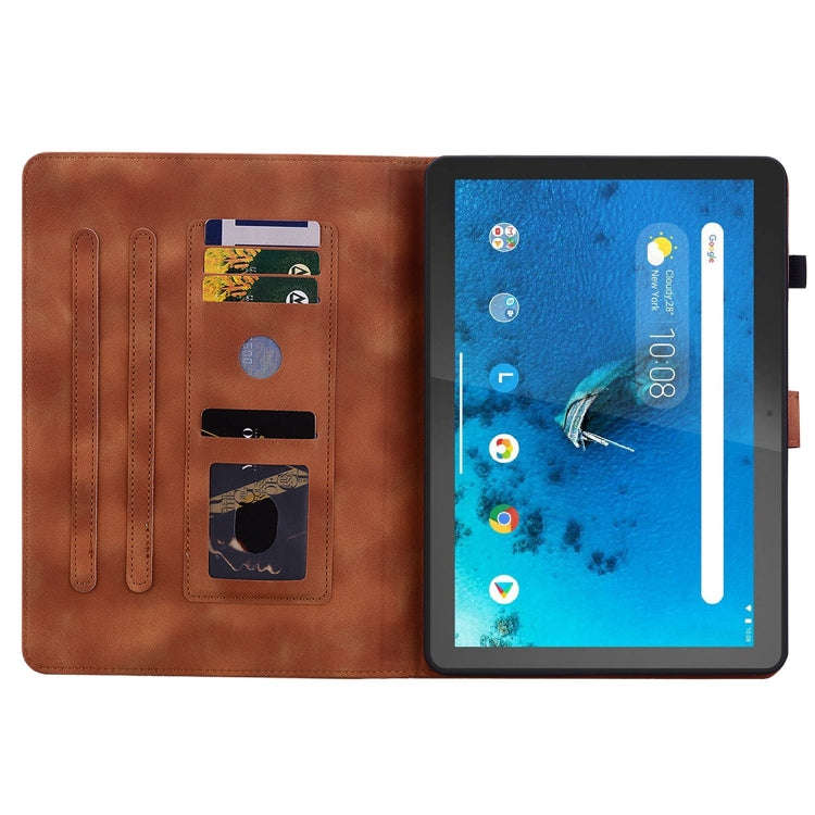 For Lenovo Tab M10 X605 /M10 HD X505 Lily Embossed Leather Tablet Case(Brown)