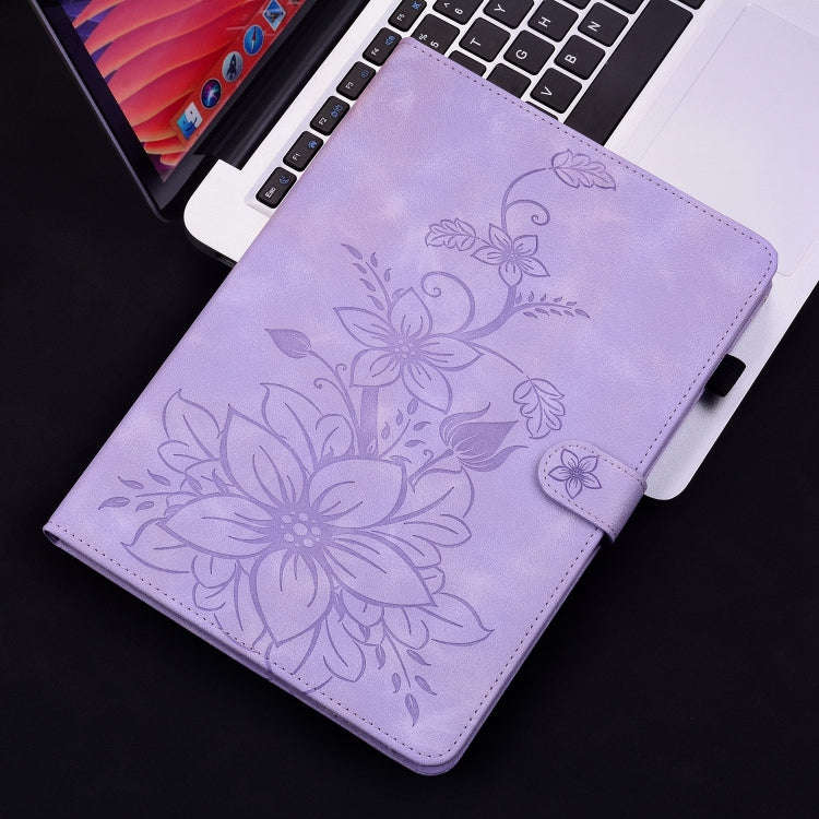 For Lenovo Tab M10 X605 /M10 HD X505 Lily Embossed Leather Tablet Case(Purple)