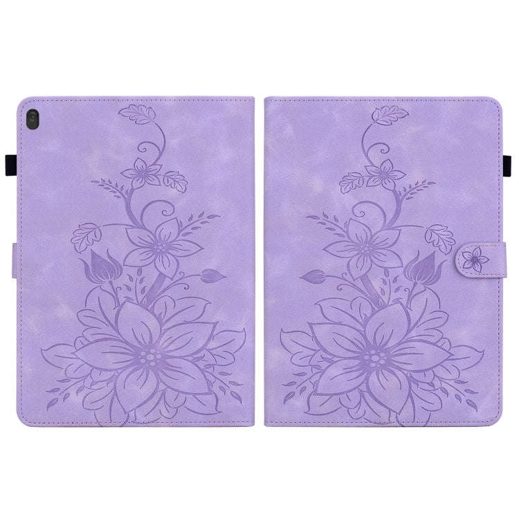 For Lenovo Tab M10 X605 /M10 HD X505 Lily Embossed Leather Tablet Case(Purple)