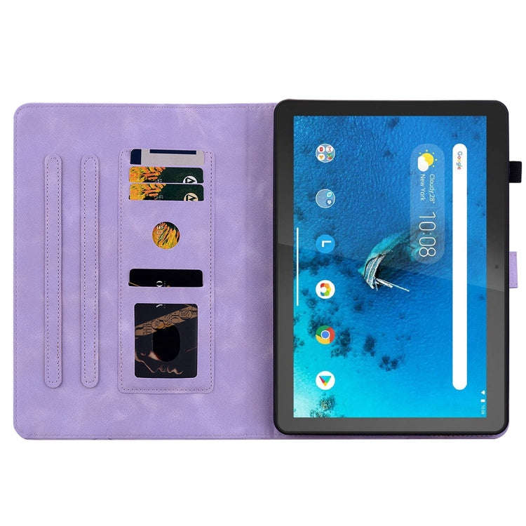 For Lenovo Tab M10 X605 /M10 HD X505 Lily Embossed Leather Tablet Case(Purple)