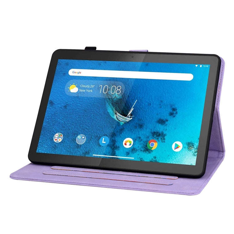 For Lenovo Tab M10 X605 /M10 HD X505 Lily Embossed Leather Tablet Case(Purple)