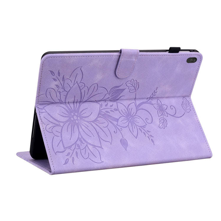 For Lenovo Tab M10 X605 /M10 HD X505 Lily Embossed Leather Tablet Case(Purple)