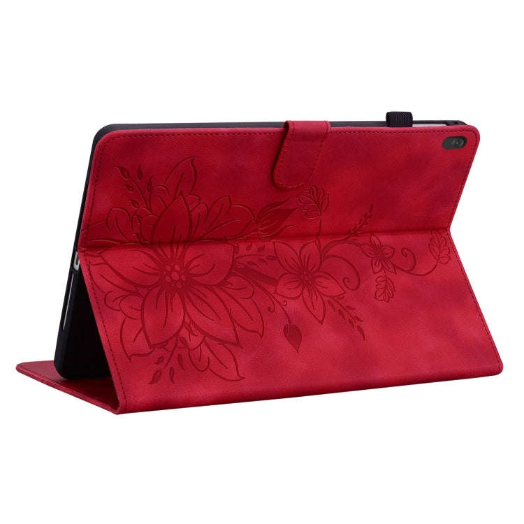 For Lenovo Tab M10 X605 /M10 HD X505 Lily Embossed Leather Tablet Case(Red)