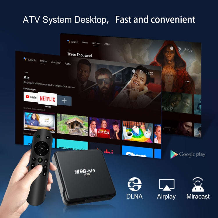 M98-M9 Quad-core ARM Cortex-A53 WiFi Bluetooth 4K HD Android TV Box, RAM:2GB+8GB(US Plug)