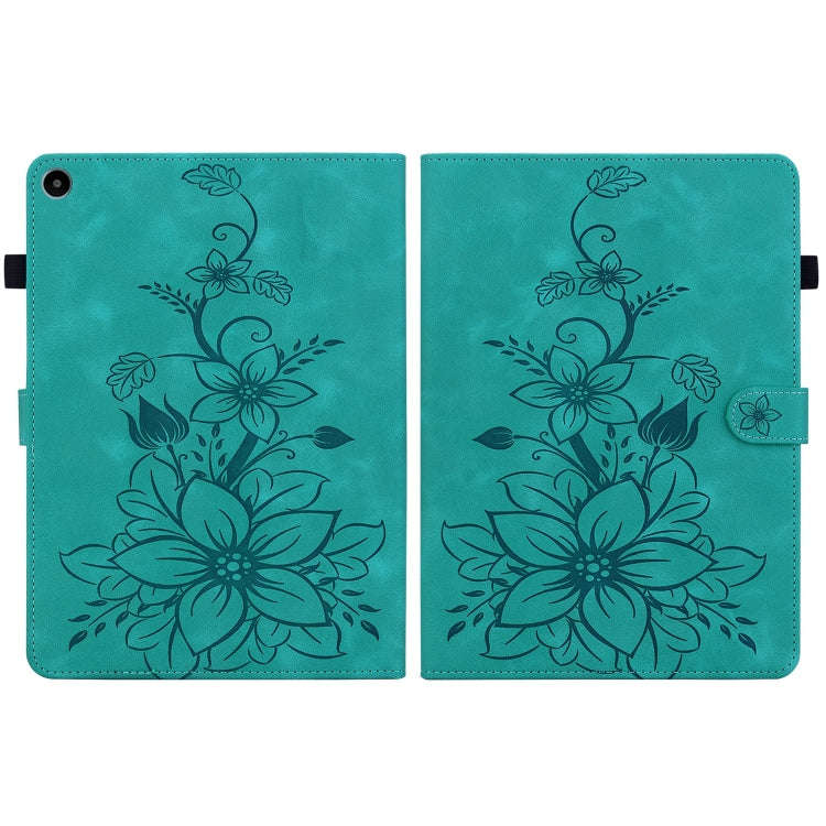 For Huawei MatePad SE 10.4 Lily Embossed Leather Tablet Case(Green)