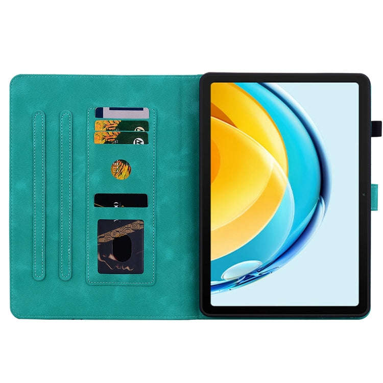 For Huawei MatePad SE 10.4 Lily Embossed Leather Tablet Case(Green)