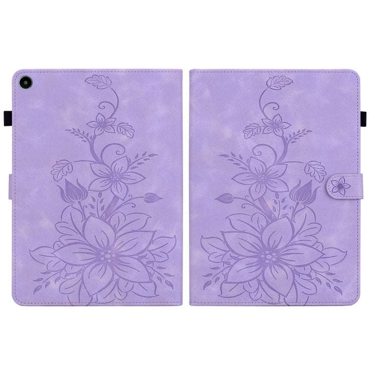 For Huawei MatePad SE 10.4 Lily Embossed Leather Tablet Case(Purple)