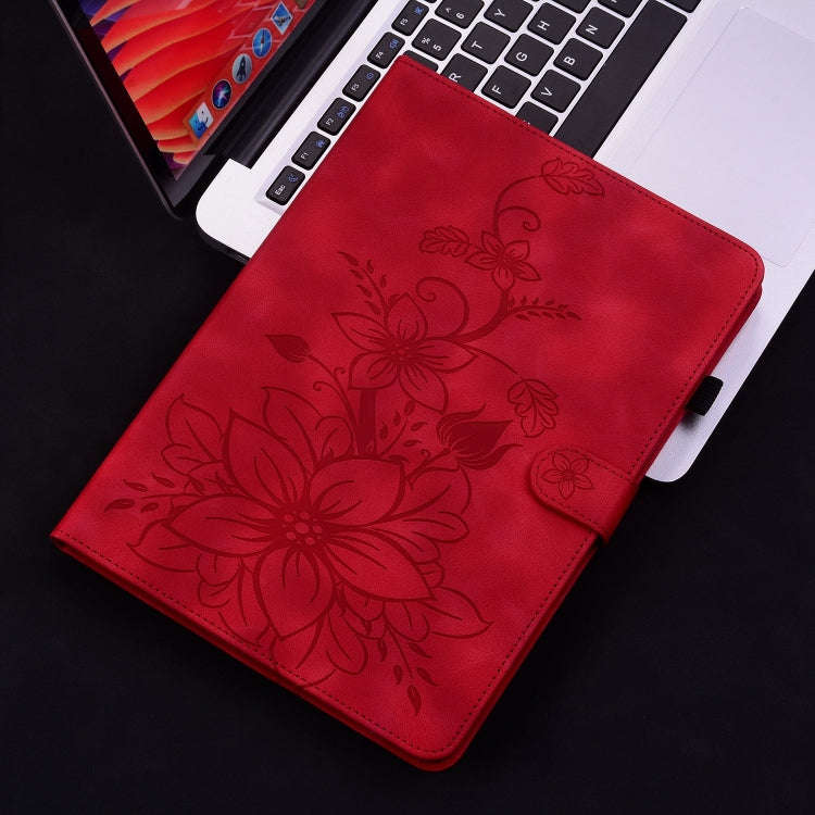 For Huawei MatePad SE 10.4 Lily Embossed Leather Tablet Case(Red)