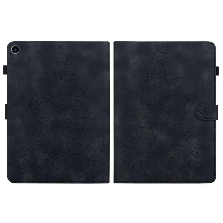 For Huawei MatePad SE 10.4 Lily Embossed Leather Tablet Case(Black)